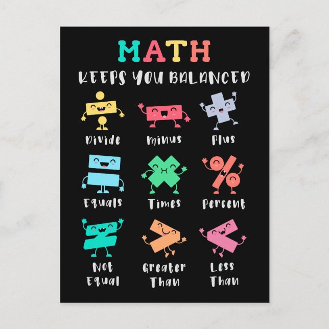 Postal Las matemáticas te mantienen equilibrado (Anverso)