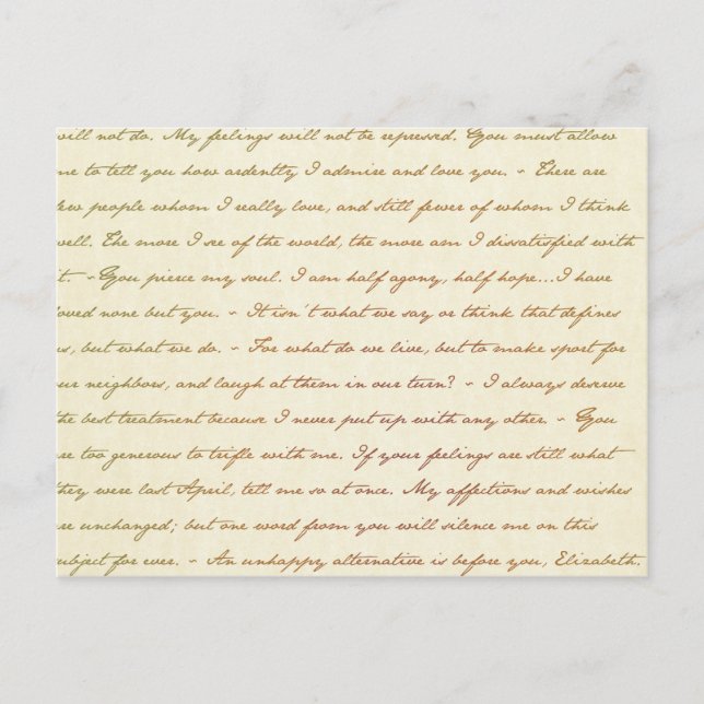Postal Las mejores citas de Jane Austen (Anverso)