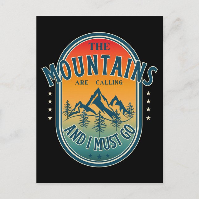 Postal Las montañas están llamando y debo ir (Anverso)