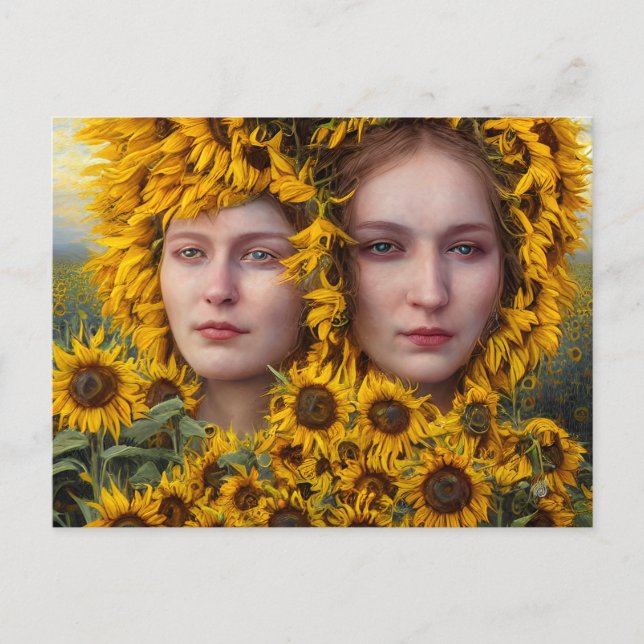 Postal Las mujeres del girasol (Anverso)