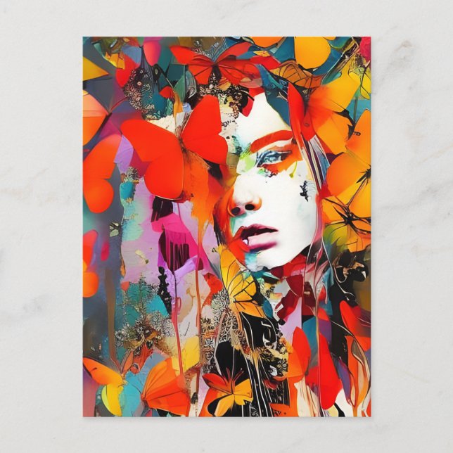 Postal Las mujeres enfrentan las mariposas (Anverso)