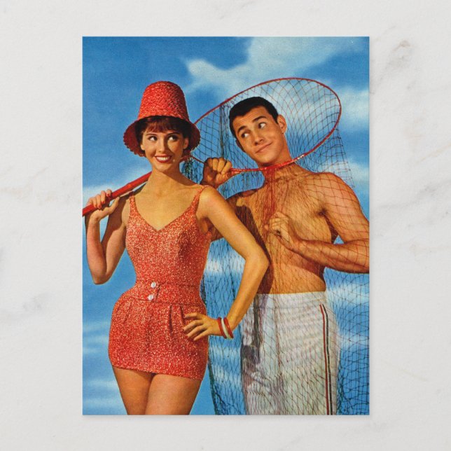 Postal Las mujeres retro de los años 60 bailando en citas (Anverso)