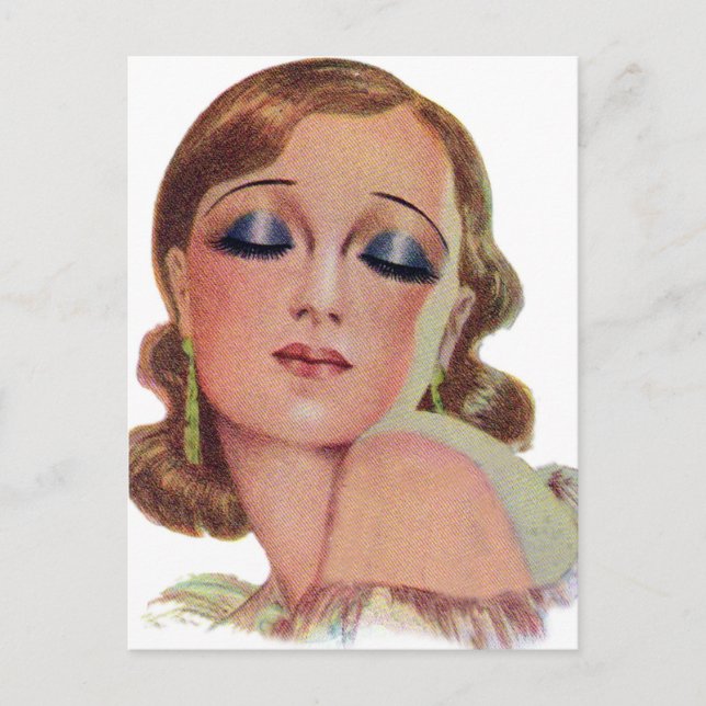 Postal Las mujeres retro veinteañeras hacen Chica de somb (Anverso)