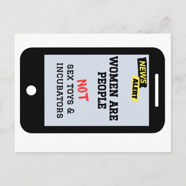 Postal "las mujeres son personas", "NO incubadoras" femin (Anverso)