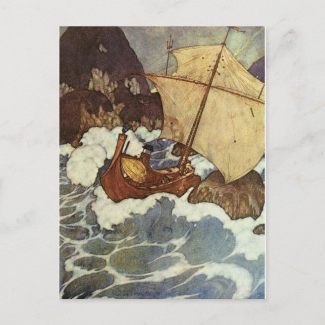 Postal Las noches árabes de Dulac (Anverso)