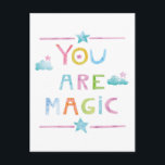 Postal Las nubes mágicas usted es mágico<br><div class="desc">Tipografía "usted es mágico" en colores en colores pastel suaves. Artista: Melissa Averinos</div>