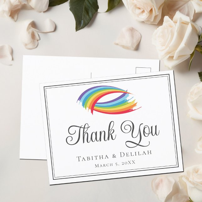 Postal Las olas de arcoiris de un hermoso Boda LGBTQ grac (Subido por el creador)