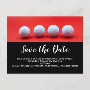Postal Las pelotas de golf en el fondo rojo