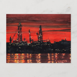 Postal Las plataformas petroleras de noche