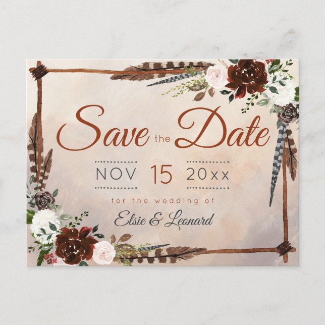 Postal Las plumas rústicas de los bosques y el florecimie (Anverso)