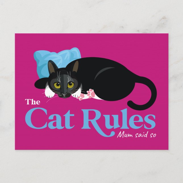 Postal Las reglas del gato... la Mamá lo dijo (Anverso)