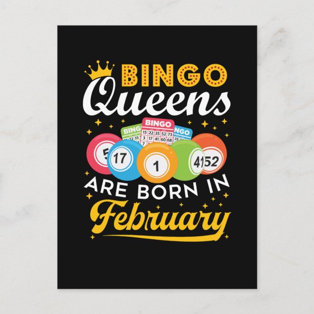 Postal Las Reinas del Bingo Nacen en Cumpleaños de Febrer (Anverso)