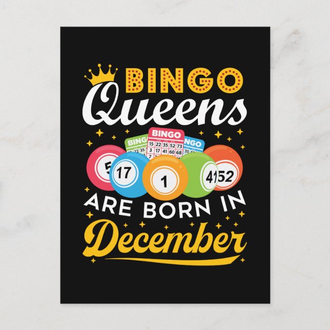 Postal Las Reinas del Bingo Nacen en Diciembre Cumpleaños (Anverso)