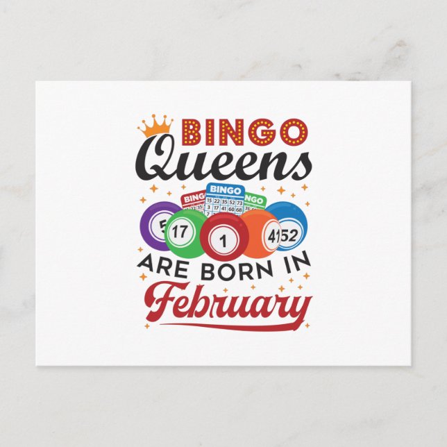 Postal Las Reinas del Bingo Nacen en Febrero (Anverso)