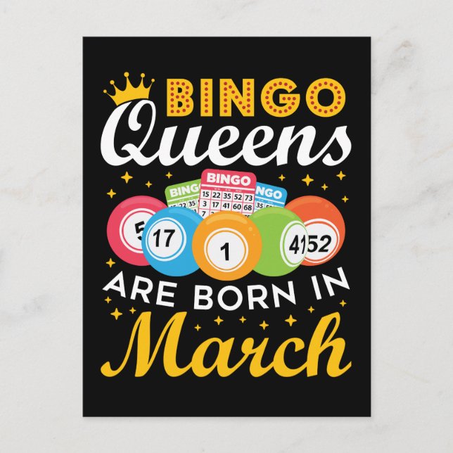 Postal Las Reinas del Bingo Nacen en Marzo (Anverso)