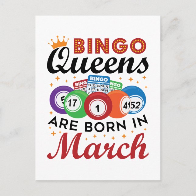 Postal Las Reinas del Bingo Nacen en Marzo (Anverso)