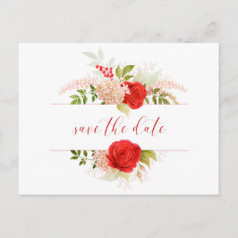 Postal Las rosas rojas de invierno y la vegetación ahorra