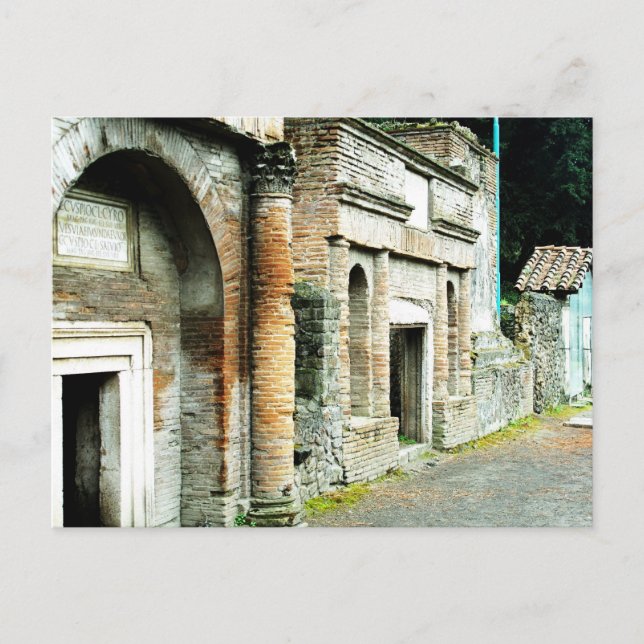 Postal Las ruinas de Pompeya - mercado con los templos (Anverso)