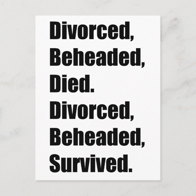 Postal Las seis esposas de Enrique VIII (Anverso)