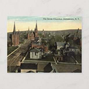Postal Las siete iglesias, Jamestown NY c1915