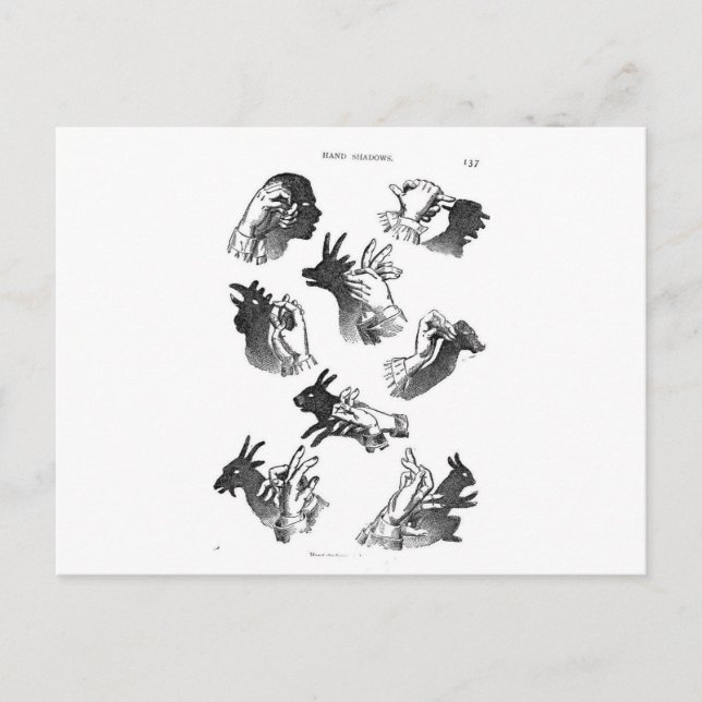 Postal Las sombras de manos en la pared (Anverso)