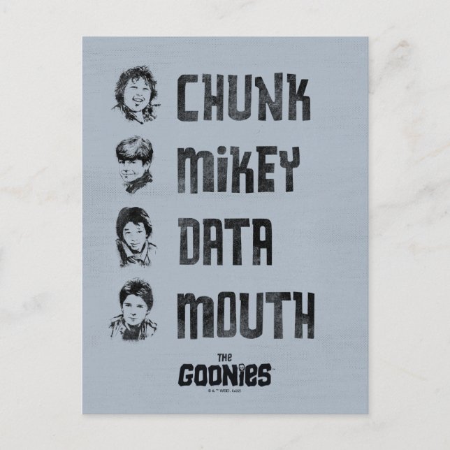 Postal Las tonterías | Chunk, Mikey, Data, Mouth (Anverso)