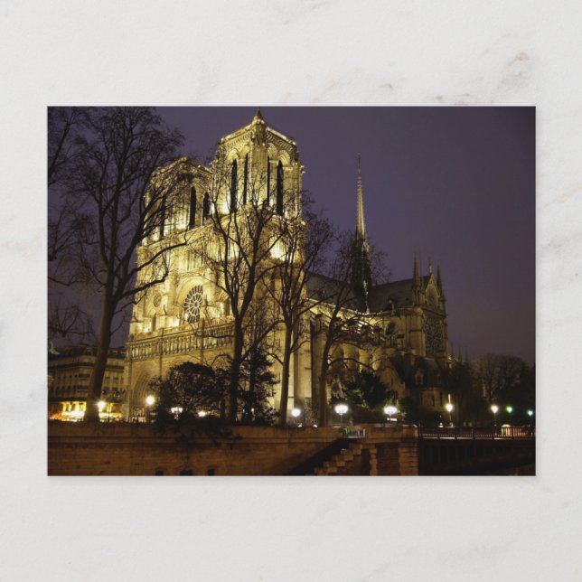 Postal Las torres de Notre Dame por la noche, París (Anverso)