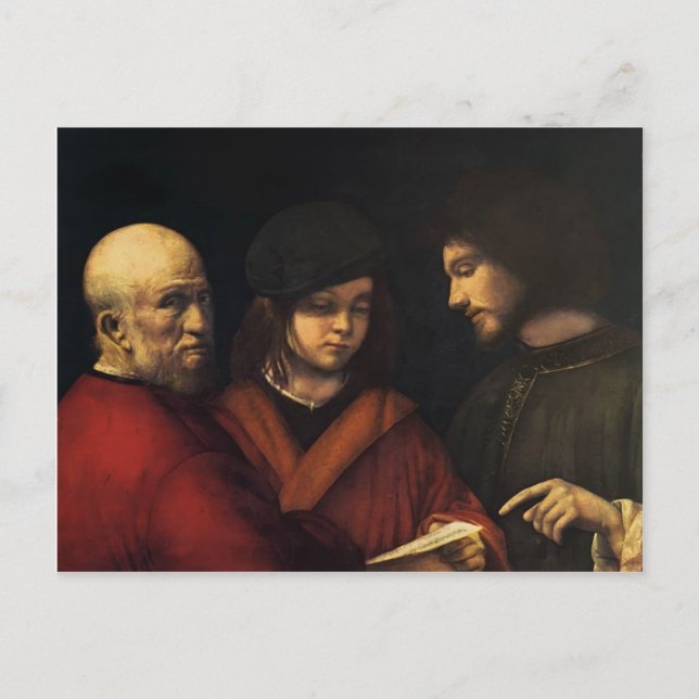 Postal Las tres edades del hombre por Giorgione (Anverso)