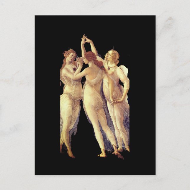 Postal Las Tres Gracias - detalle, Primavera de Boticelli (Anverso)