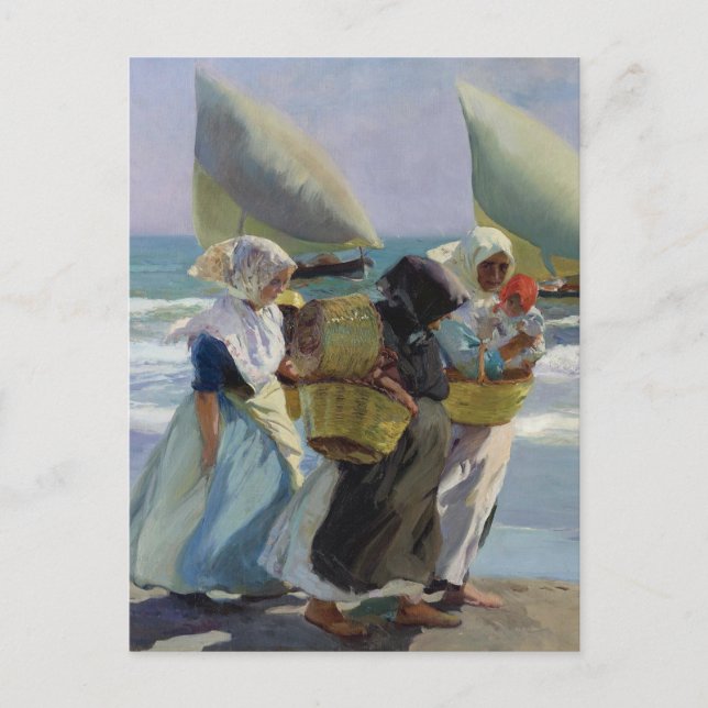 Postal Las tres velas - Joaquín Sorolla (Anverso)