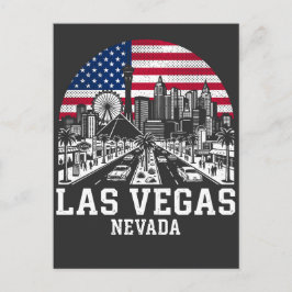 Postal Las Vegas City Nevada American Flag