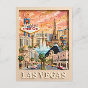 Postal Las Vegas Nevada Impasto Vintage Lugares emblemáti