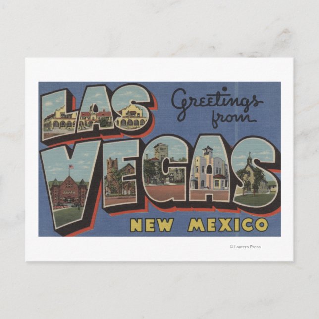 Postal Las Vegas, Nuevo México - Escenas de letras grande (Anverso)