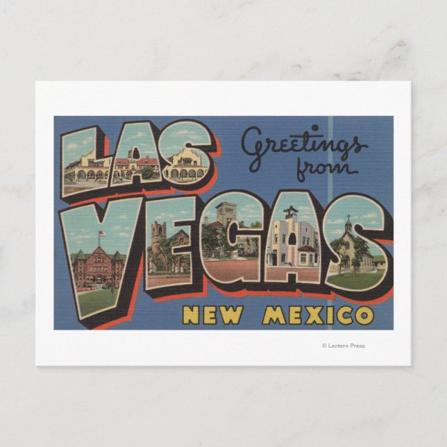 Postal Las Vegas, Nuevo México - Grandes Escenas de letra (Anverso)