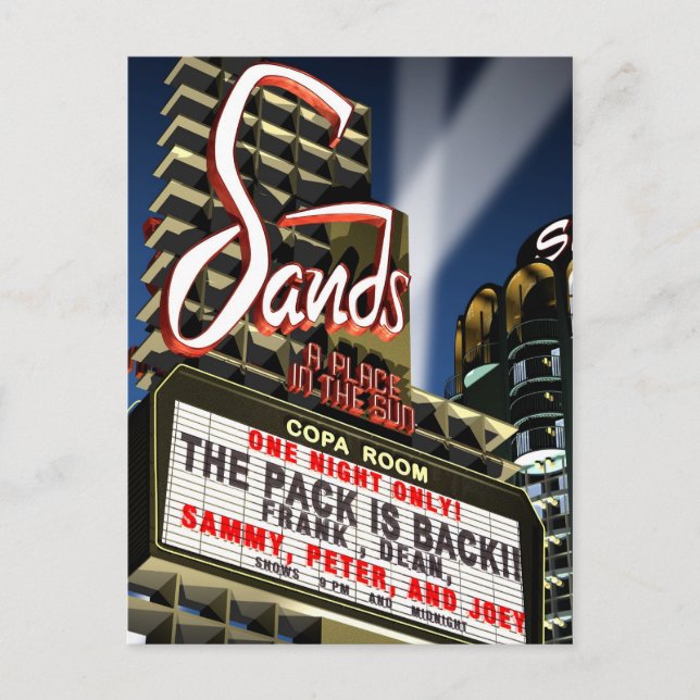Postal Las Vegas Sands Hotel Retro Neon Postcard (Anverso)