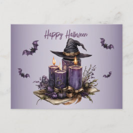 Postal Las velas púrpuras de Halloween dan miedo