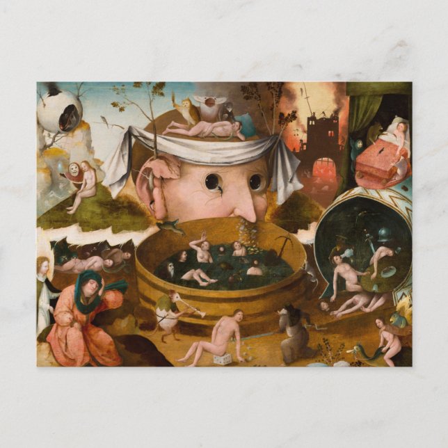 Postal Las visiones de Tondal, 1479 por Hieronymus Bosch (Anverso)