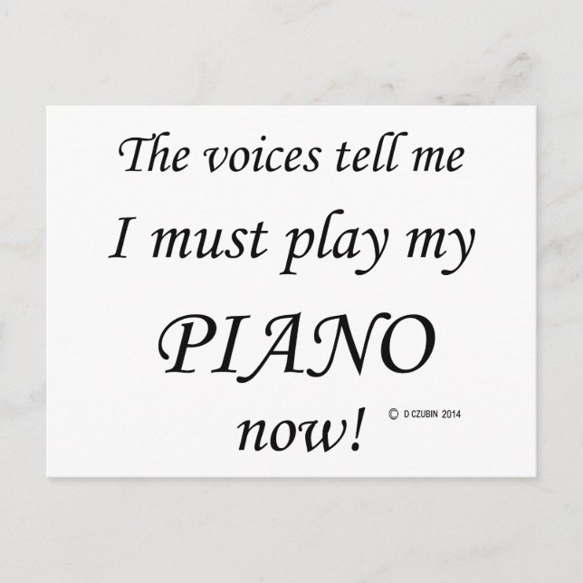 Postal Las voces del piano dicen que hay que jugar (Anverso)