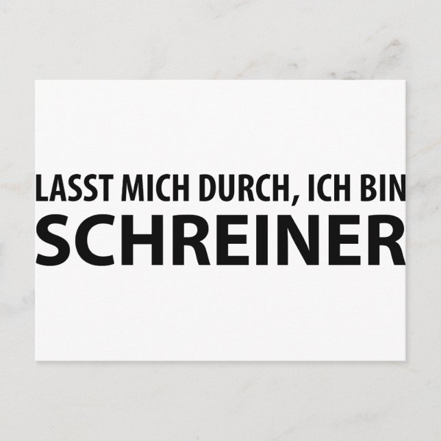 Postal lasst mich durch, ich bin schreiner (Anverso)