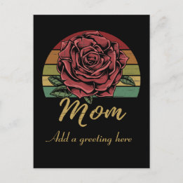Postal Lástima Retro Sunset Red Rose Mom