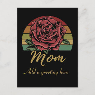 Postal Lástima Retro Sunset Red Rose Mom
