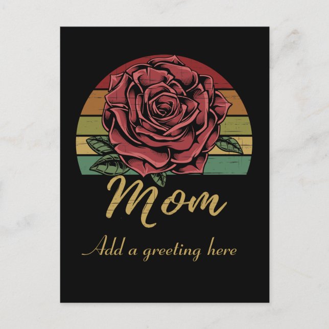 Postal Lástima Retro Sunset Red Rose Mom (Anverso)