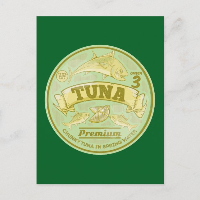 Postal Lata de atún arte pop pescado enlatado (Anverso)