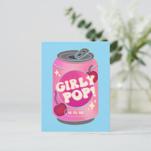 Postal Lata de refresco de cereza pop femenino Rosa ret
