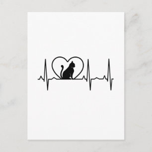 Postal Latido de corazón de gato con corazón 