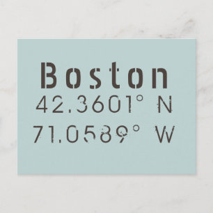 Postal Latitud y longitud de Boston