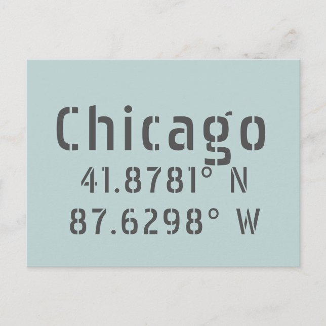 Postal Latitud y longitud de Chicago (Anverso)