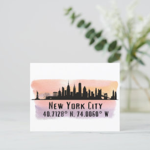 Postal Latitud y longitud de la línea aérea de Nueva York