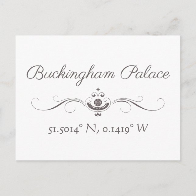 Postal Latitud y longitud del Palacio de Buckingham (Anverso)