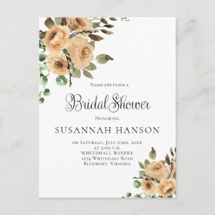 Postal Latte Cream Ivory Beige Floral Bridal Shower